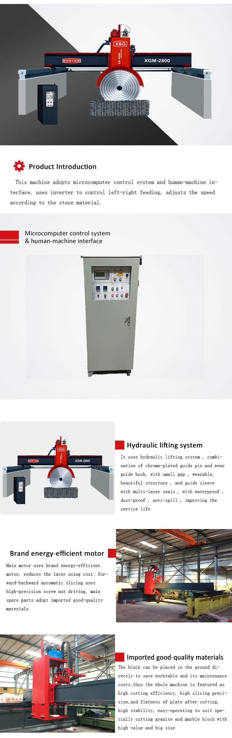 Xgm-2200/2500/2800/3200 High Quality Bridge Block Cutting Machine